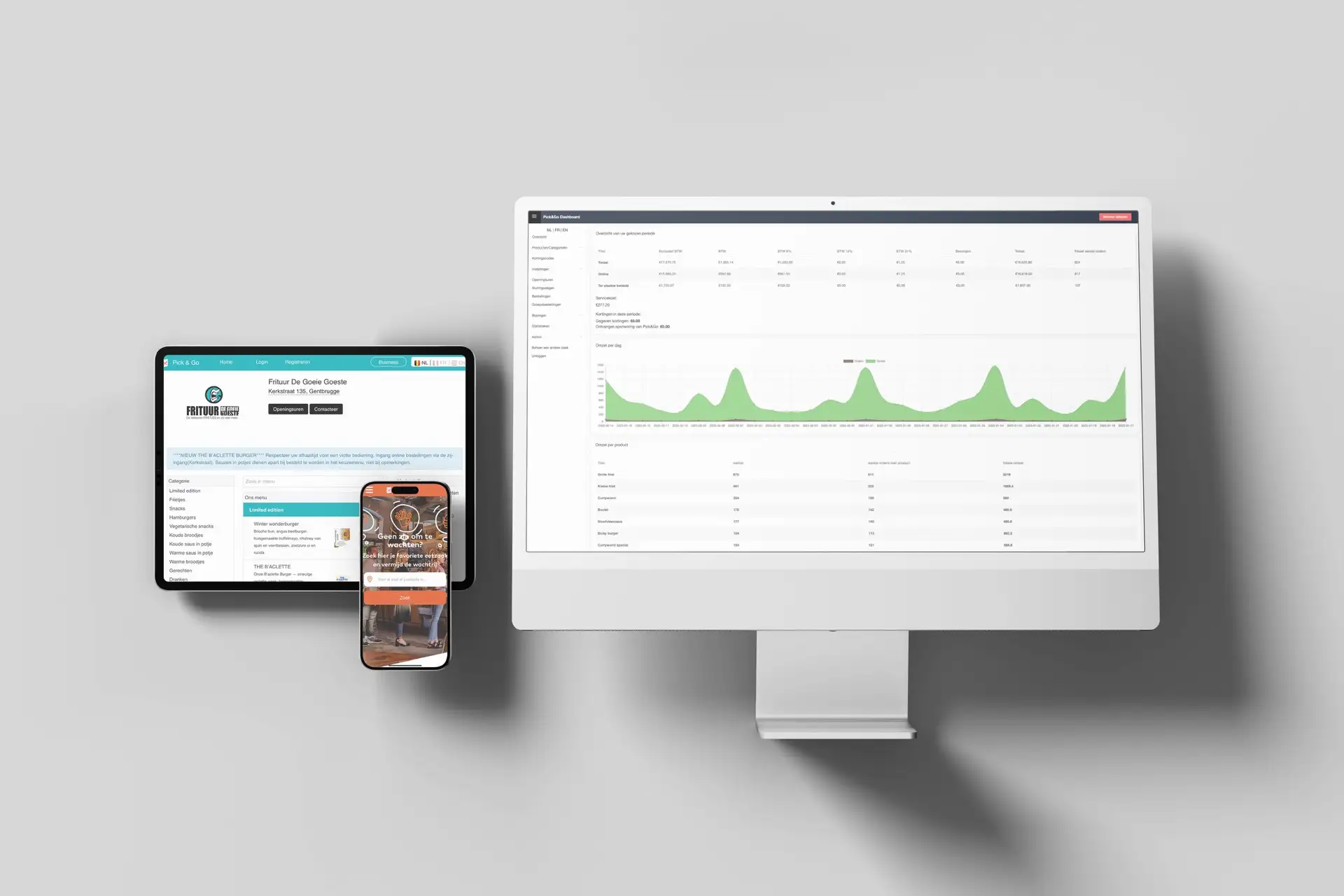 Mockups for the digital platform of Pick&Go