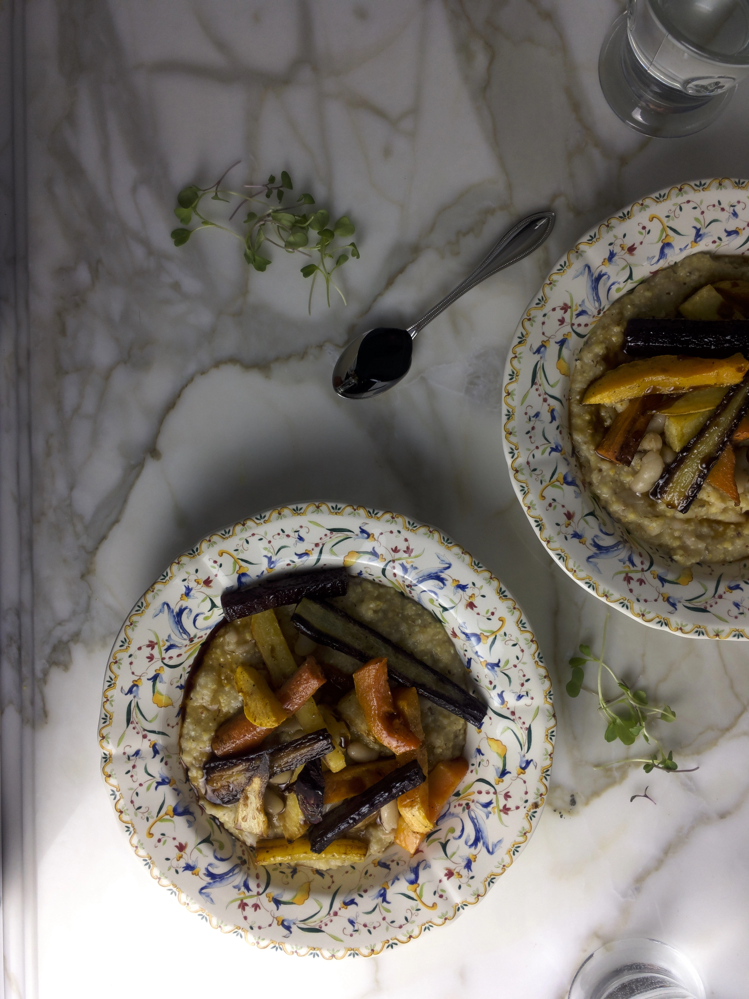 Parsley Pesto and Polenta with Roasted Roots