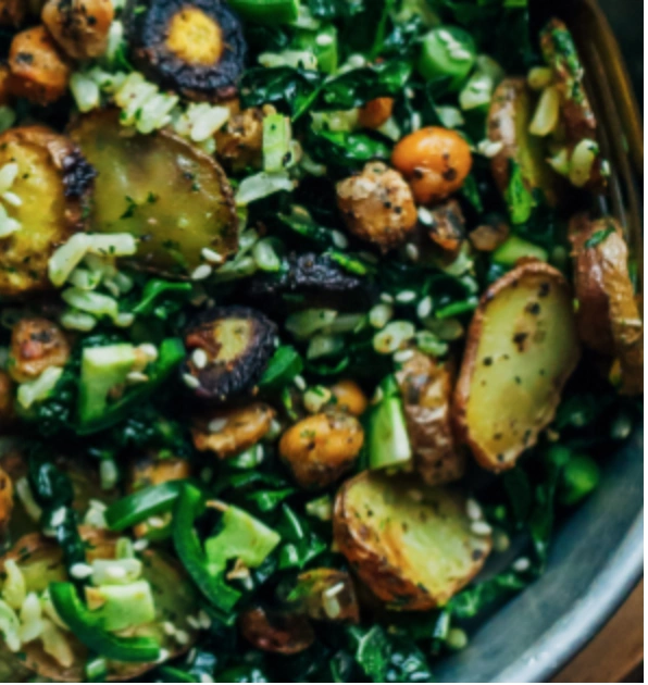 Steamed Potato and Scallions with Parsley Pesto