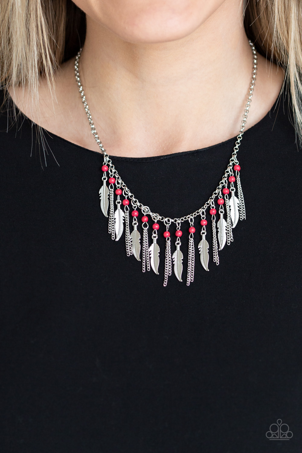 Feathered Ferocity - Red - Paparazzi Accessories Necklace