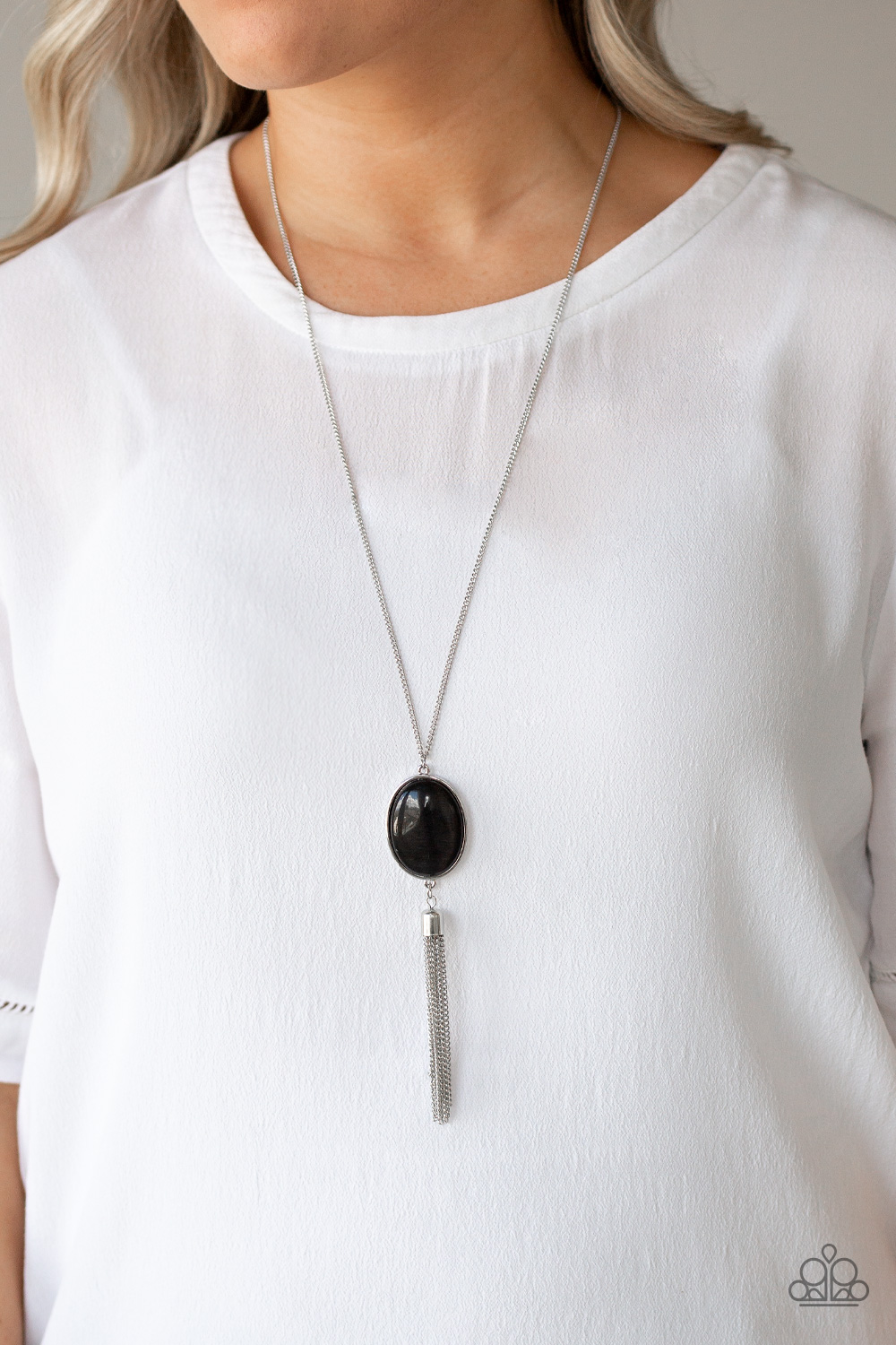 Tasseled Tranquility - Black - Paparazzi Accessories Necklace