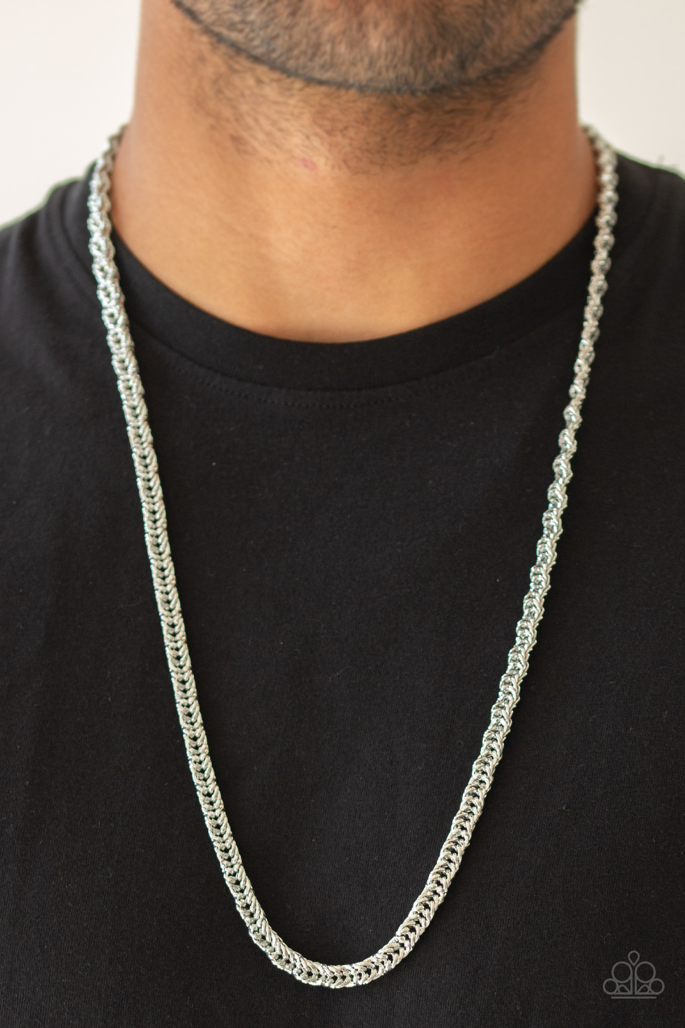 Go Down Fighting - Silver - Paparazzi Accessories Men's Necklace