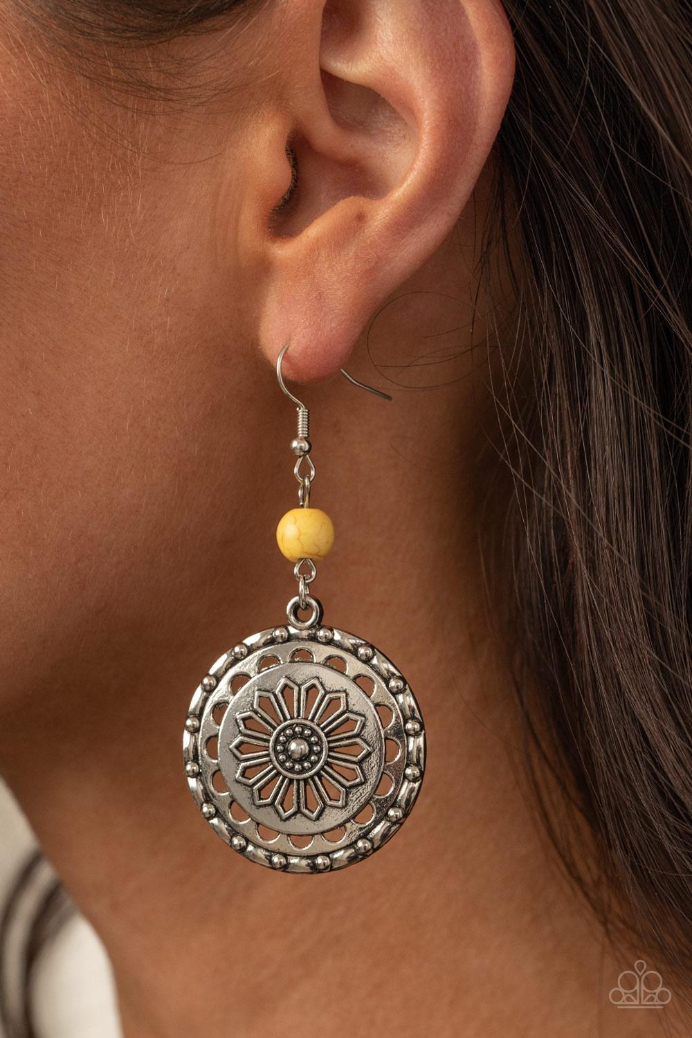 Flowering Frontiers - Yellow - Paparazzi Accessories Earrings