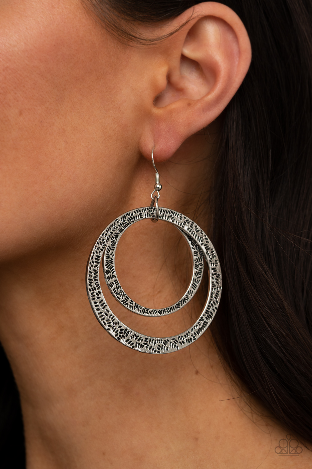 Rounded Out - Silver - Paparazzi Accessories Earrings