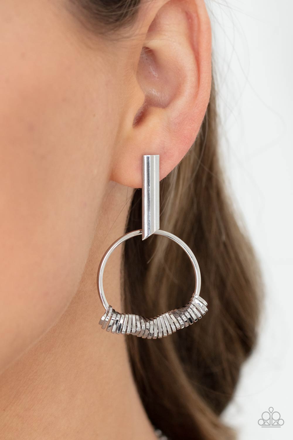#2389 Set Into Motion - Silver - Paparazzi Accessories Earrings