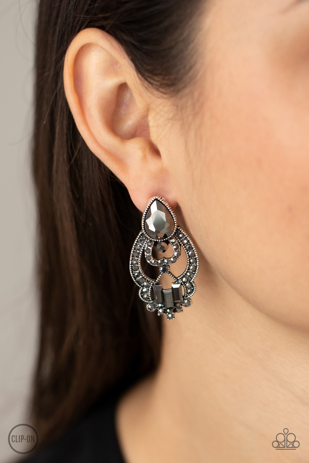 Glamour Gauntlet - Silver - Paparazzi Accessories Earrings
