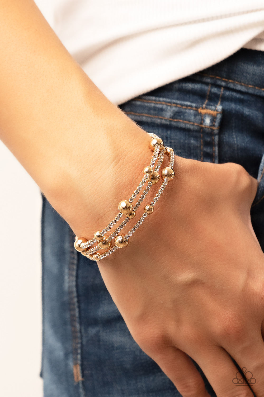 Spontaneous Shimmer - Gold  - Paparazzi Accessories Bracelet