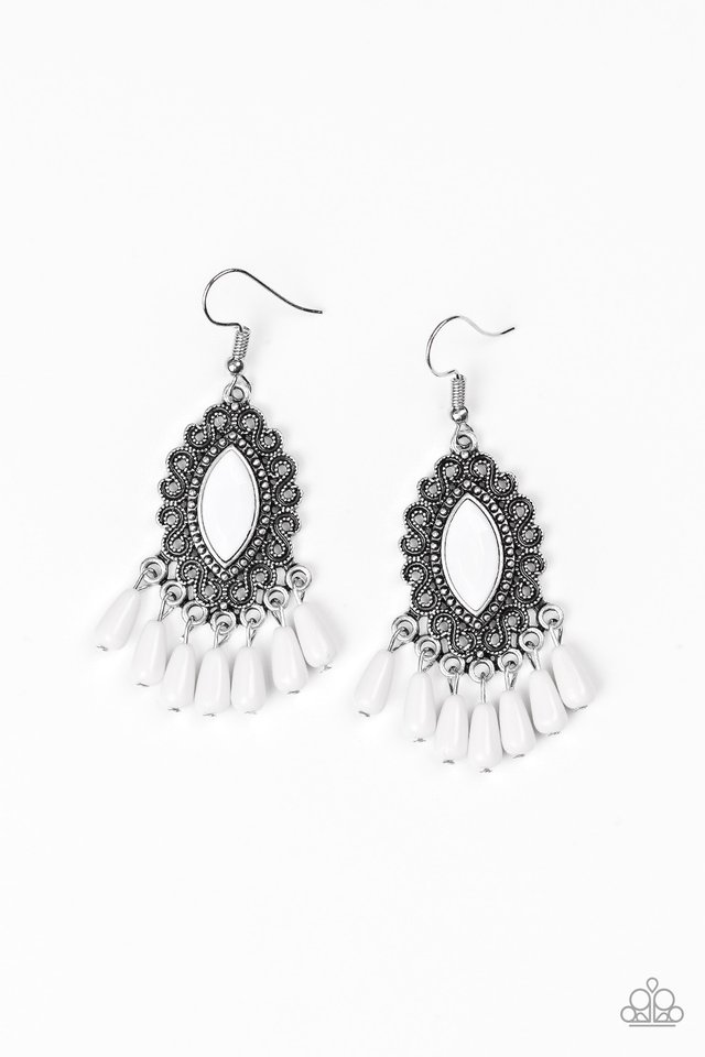 Private Villa - White - Paparazzi Earring Image