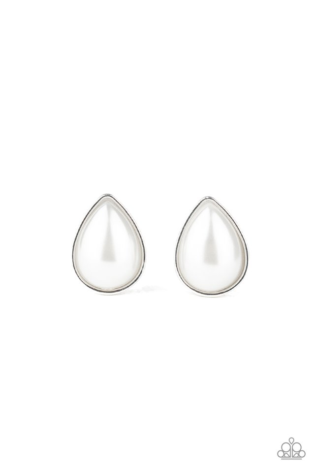 SHEER Enough - White - Paparazzi Earring Image