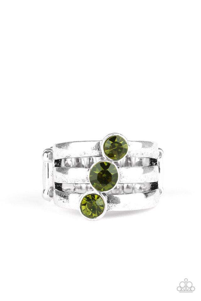 Triple The Twinkle - Green - Paparazzi Ring Image