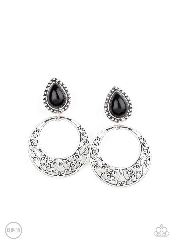 Exotic Escape - Black - Paparazzi Earring Image