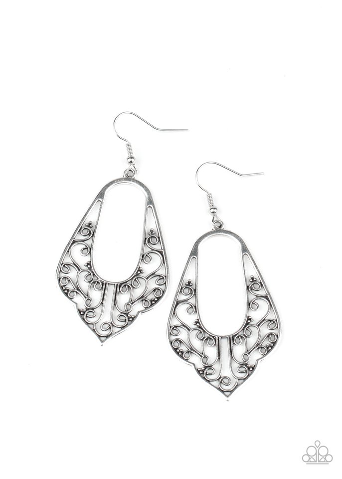 Grapevine Glamour - Silver - Paparazzi Earring Image