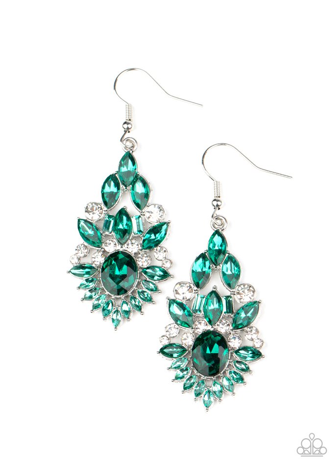 Ice Castle Couture - Green - Paparazzi Earring Image