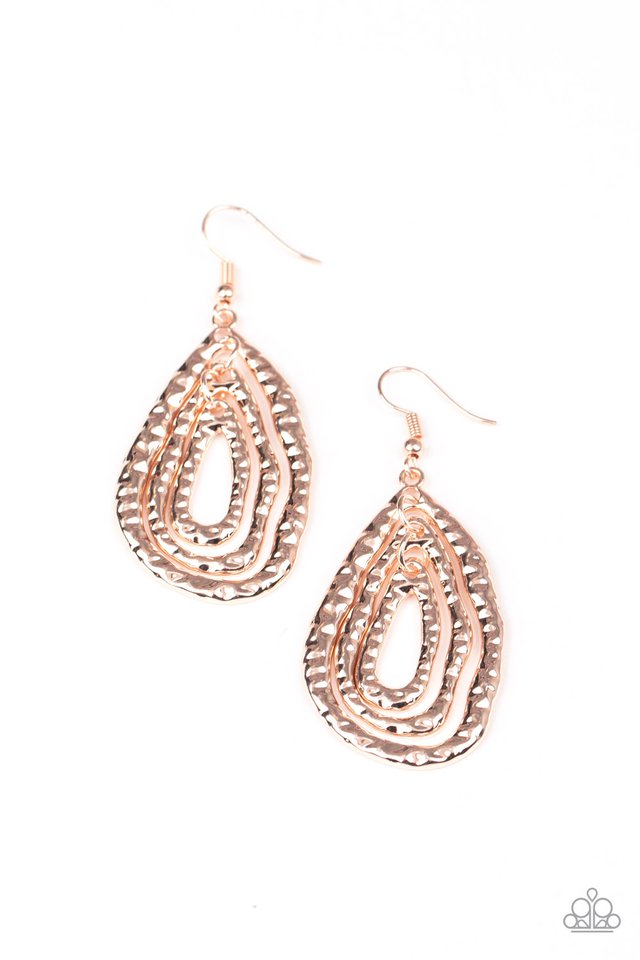 Metallic Meltdown - Rose Gold - Paparazzi Earring Image