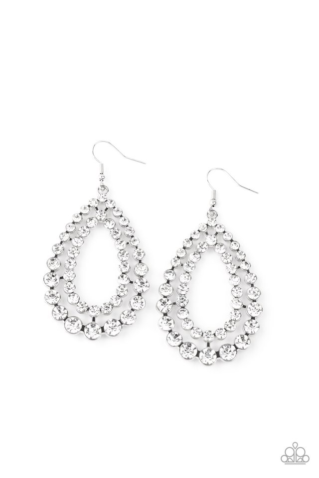 Glacial Glaze - White - Paparazzi Earring Image