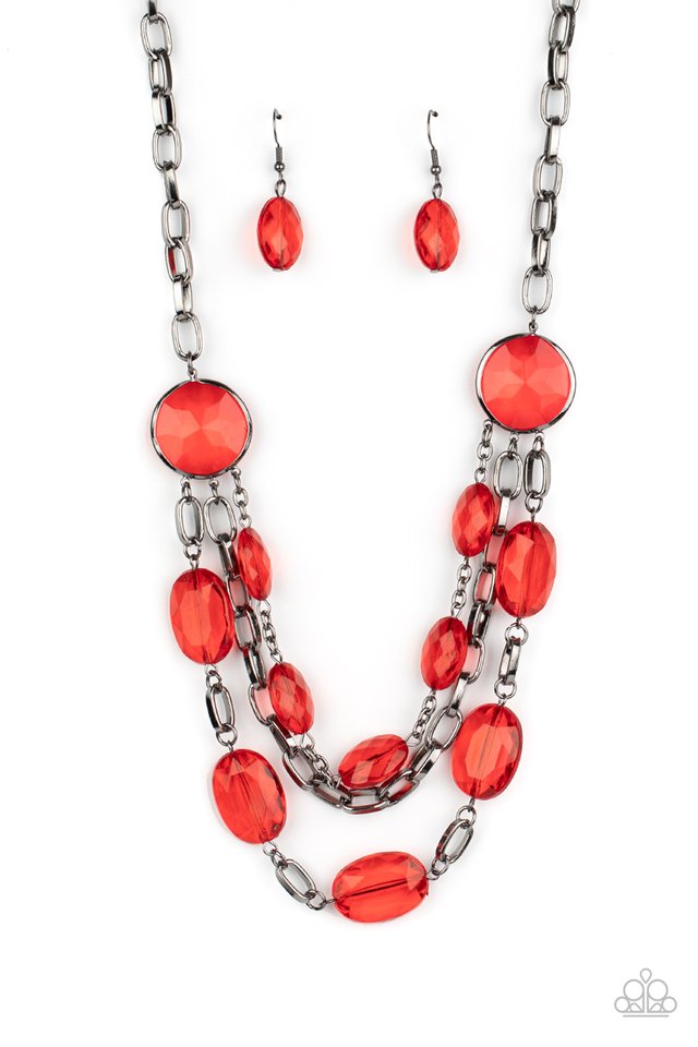 I Need a GLOW-cation - Red - Paparazzi Necklace Image