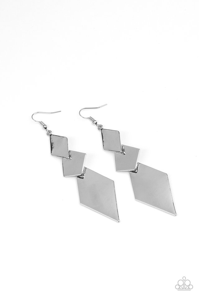 Danger Ahead - Silver - Paparazzi Earring Image