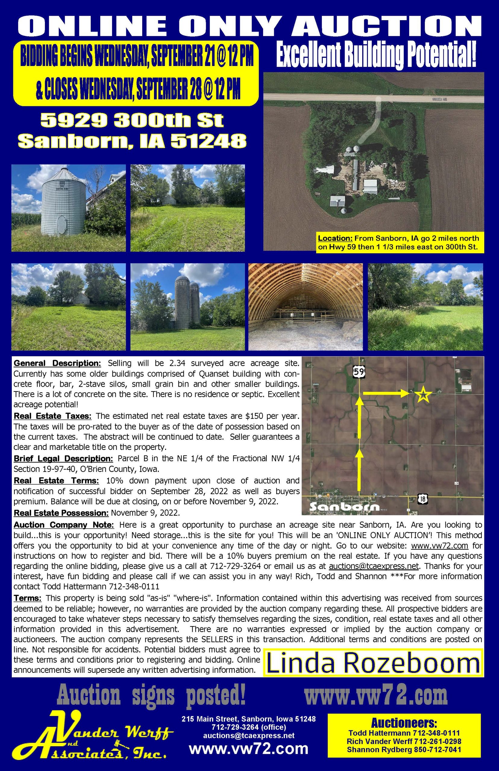 Bill Rozeboom Auctions Listing – Vander Werff & Associates, Inc.