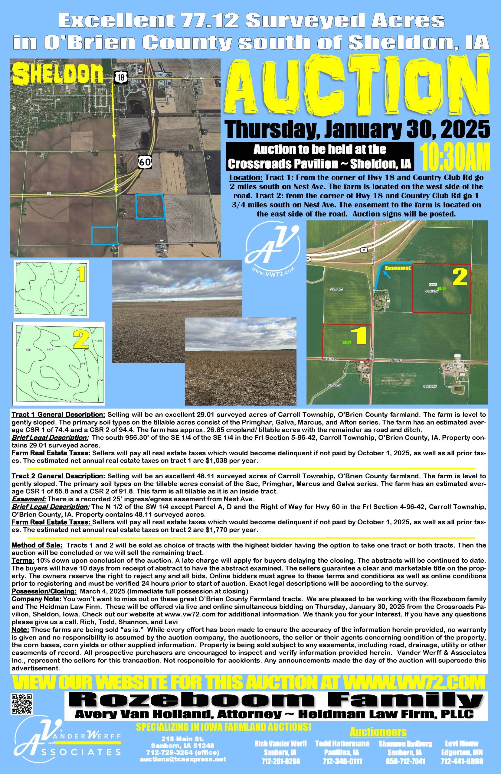 Bill Rozeboom Auctions Listing – Vander Werff & Associates, Inc.