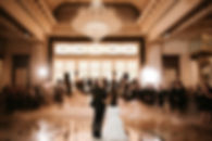 Reception hall with warm lighting