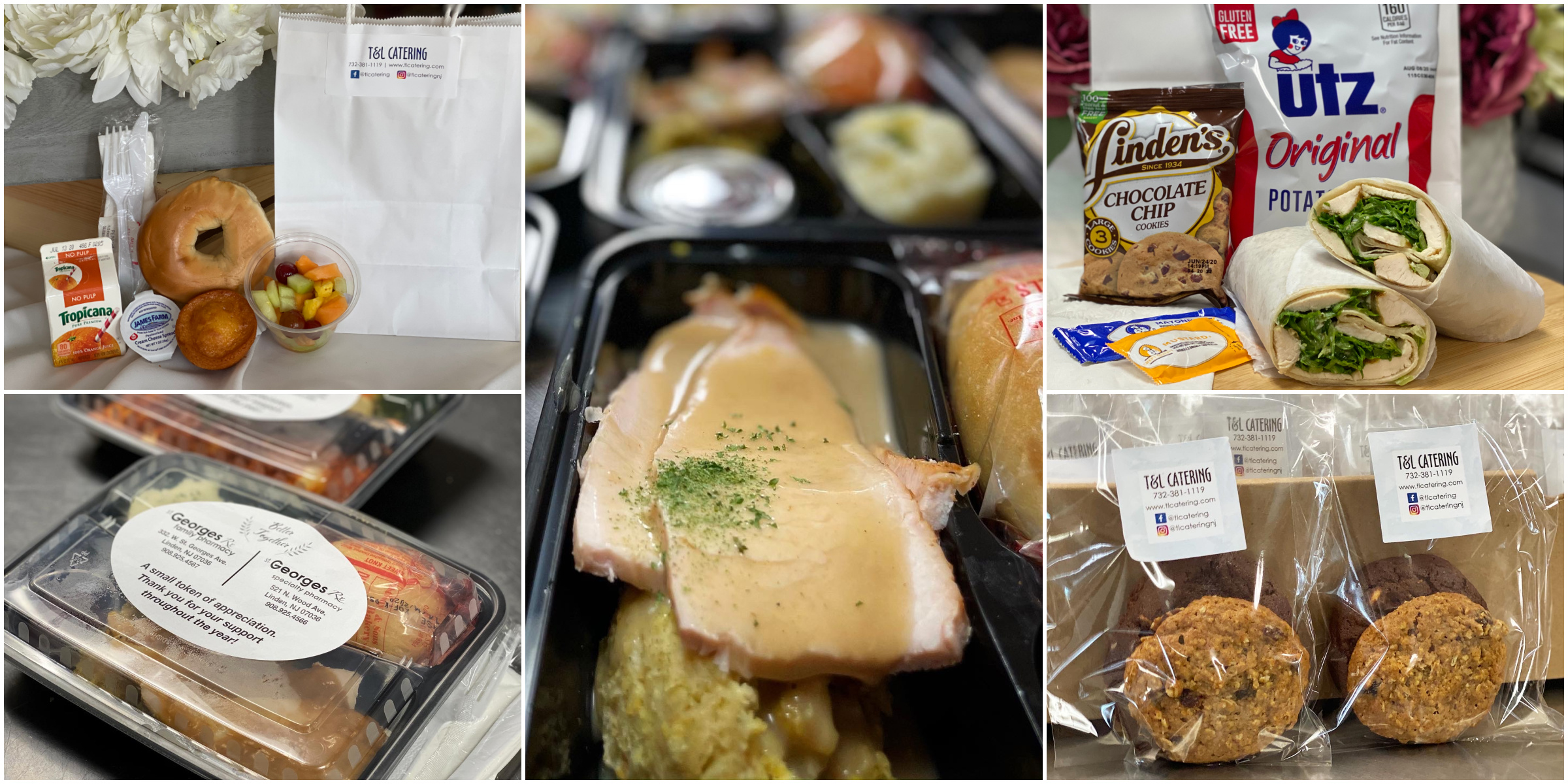 T&L / Leon's Catering individual packaged meals, wraps, cookies and snacks