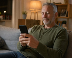 Man reading a care team message
