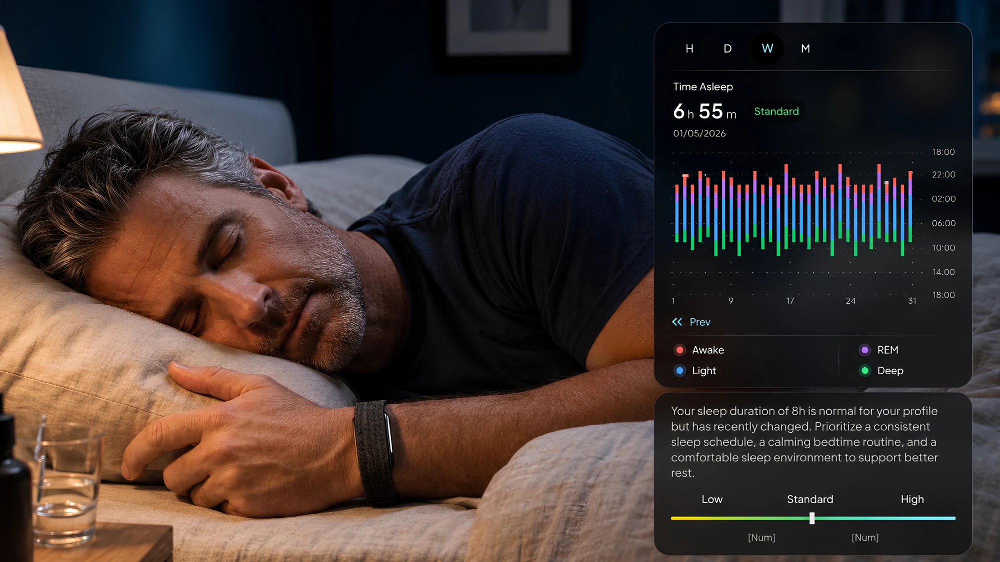 The Hume Band tracks your sleep automatically