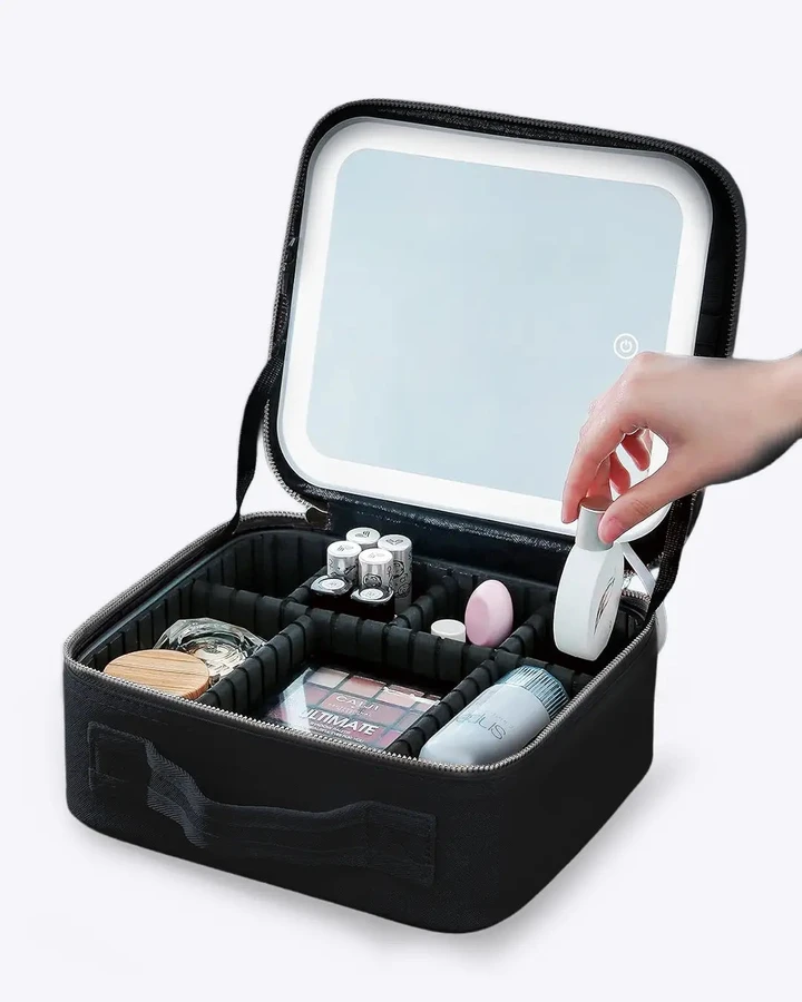 NOBL LED Makeup Case - Open and Lit