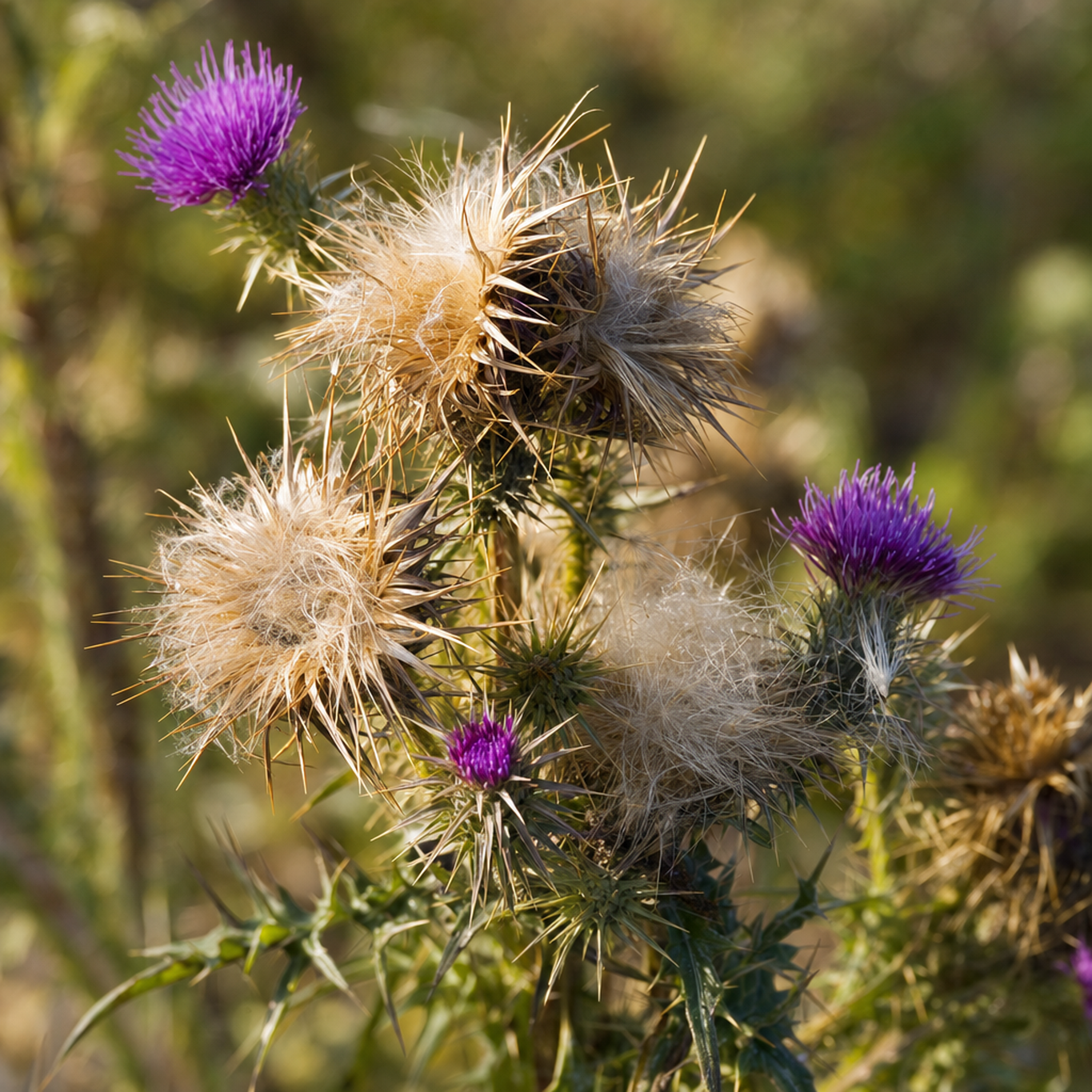 Wild-harvested milk thistle seed heads