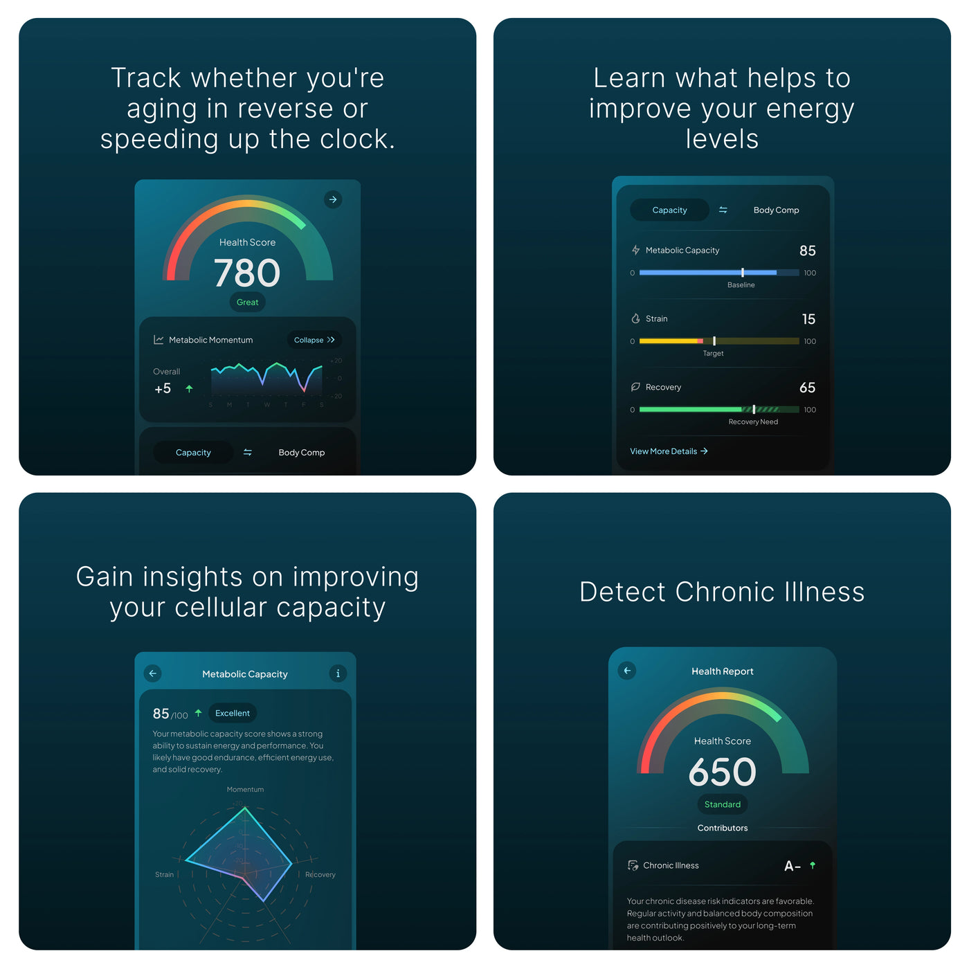 Hume app showing whether your biological age is rising or falling