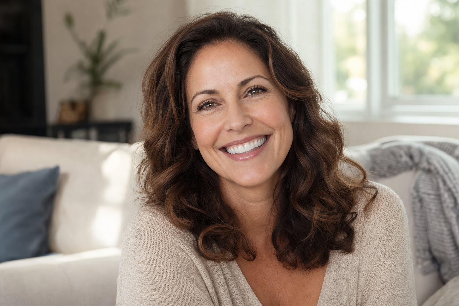 Close-up of a bright, healthy smile after using remineralizing gum