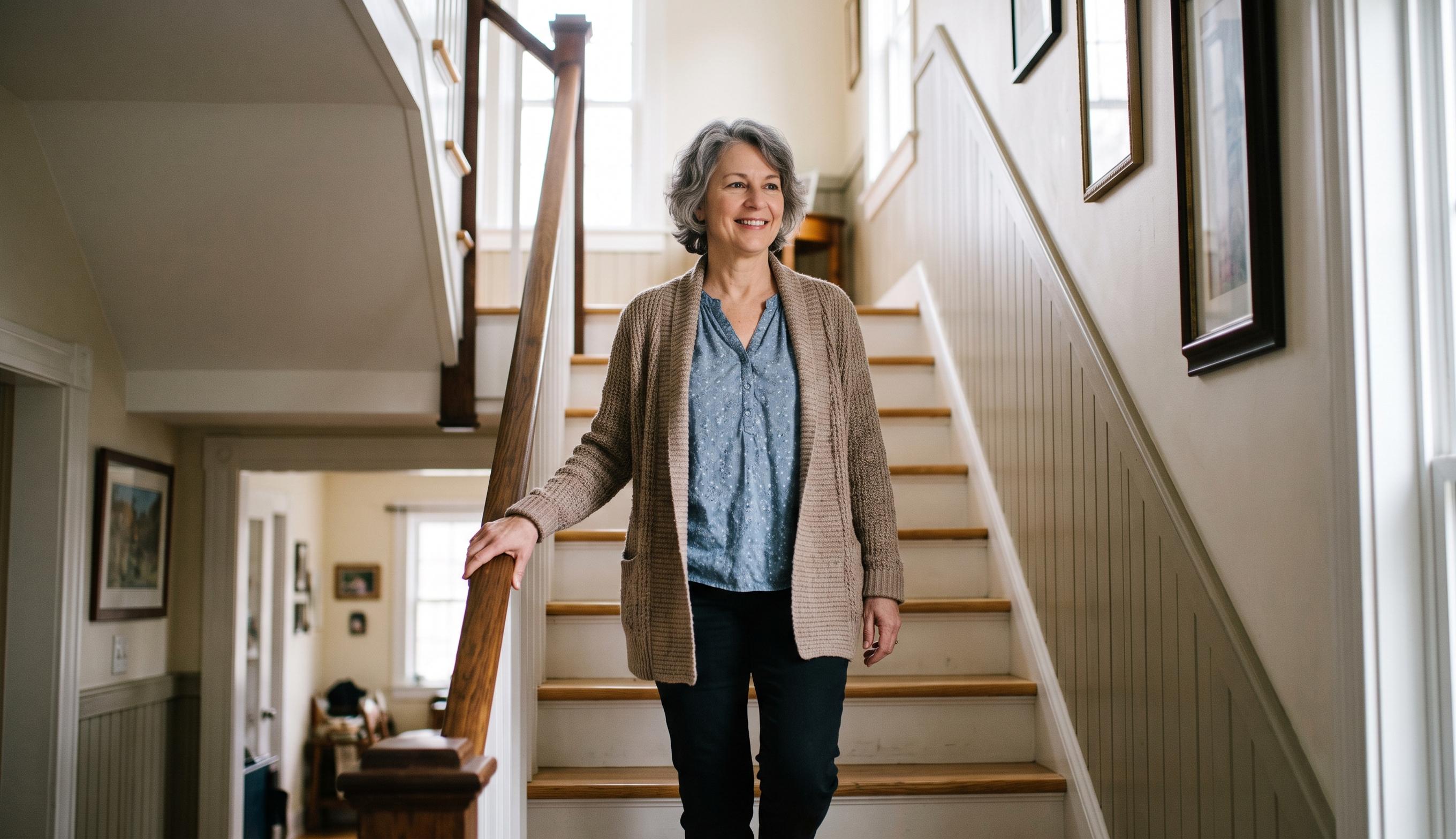 A person moving comfortably at home, free of knee pain.