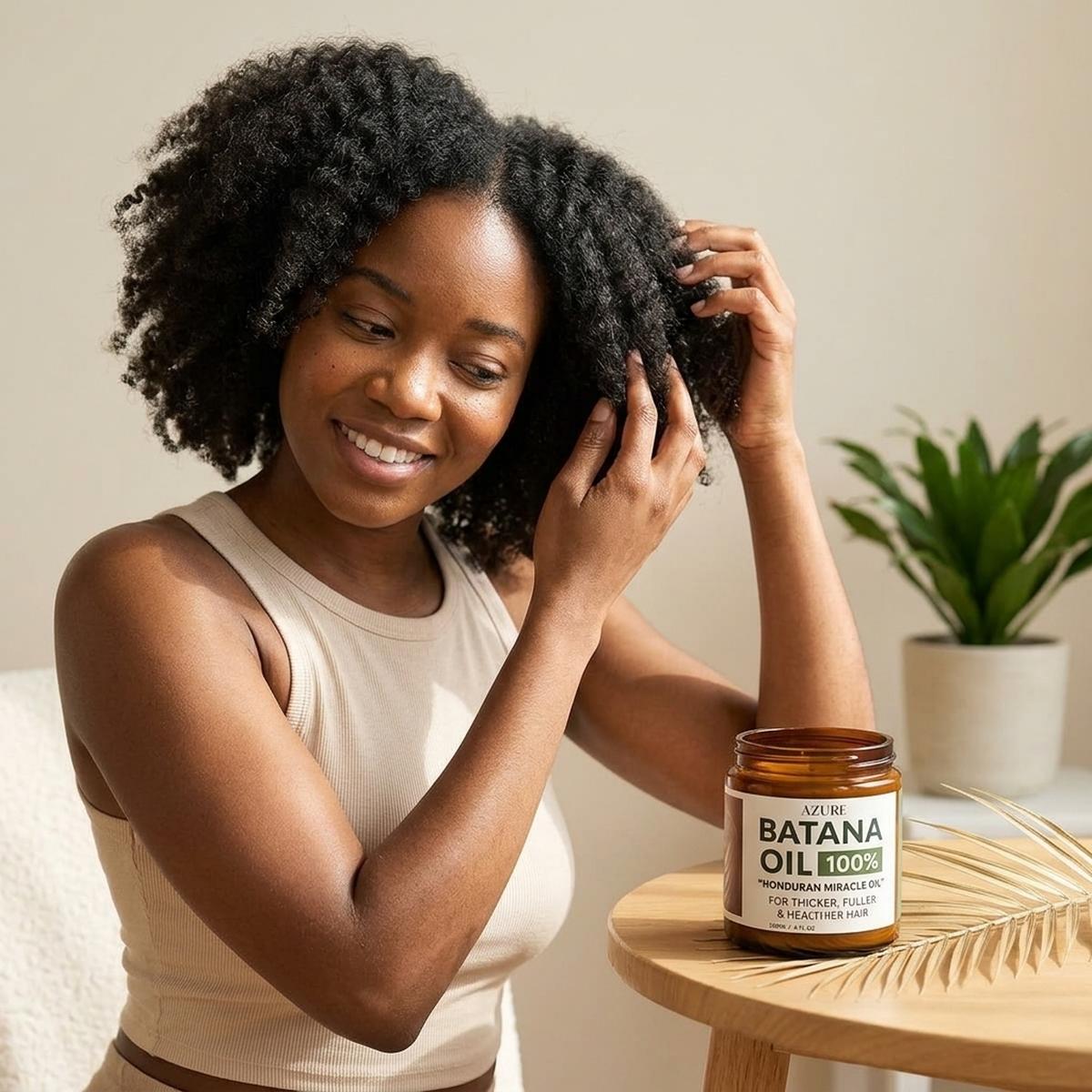 A jar of Azure 100% Pure Batana Oil.