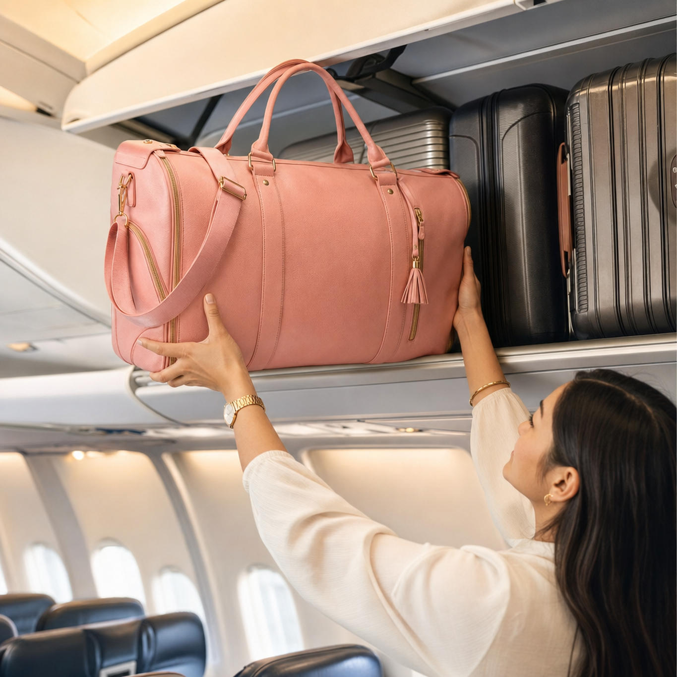 A soft weekender bag nobody thinks to measure at the gate