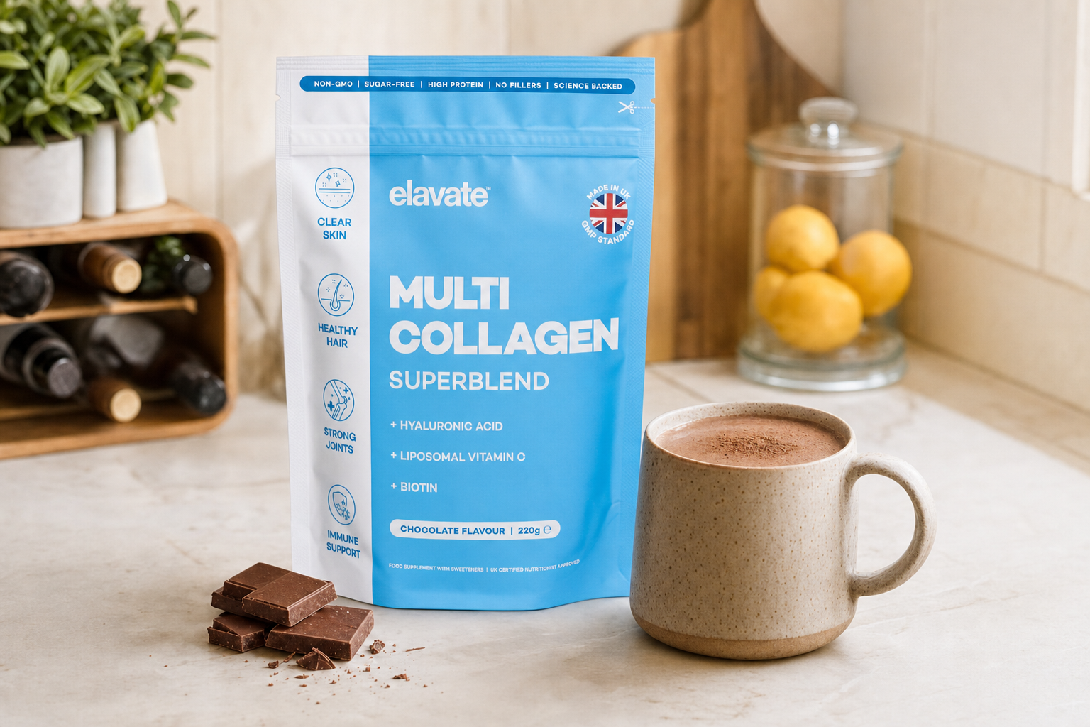 Elavate Multi-Collagen Superblend chocolate pouch