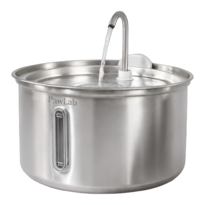 PawLab PureFlow stainless steel pet water fountain
