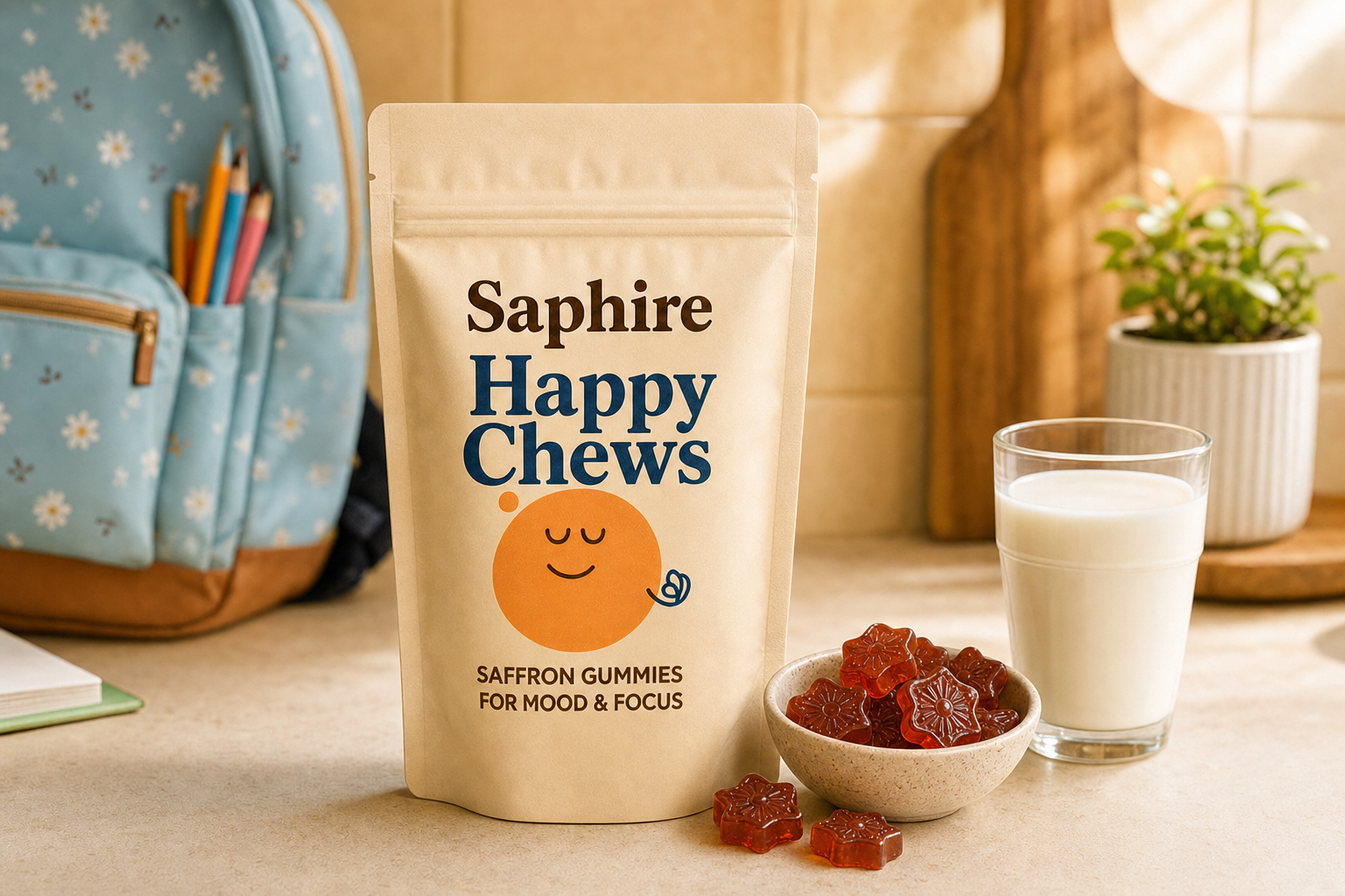Saphire Saffron Gummies stand-up pouch