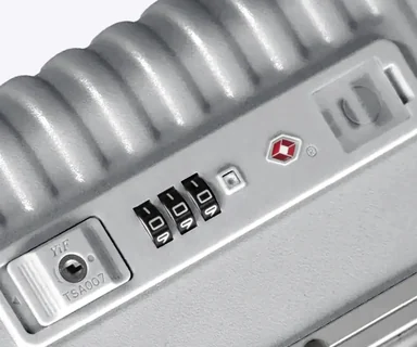 TSA-approved combination lock on the NOBL carry-on