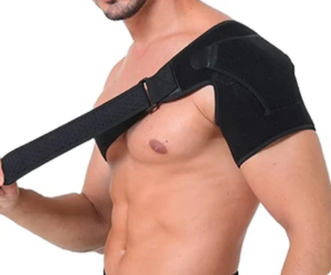 Tightening the bicep and chest straps