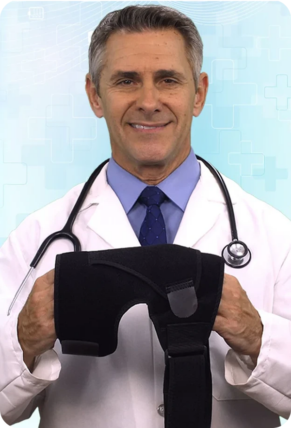 Orthopedic specialist holding the Kinetics Shoulder Brace