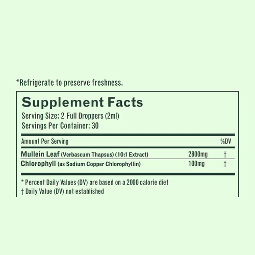 BetterLungs Supplement Facts: 2 full droppers per serving, 30 servings