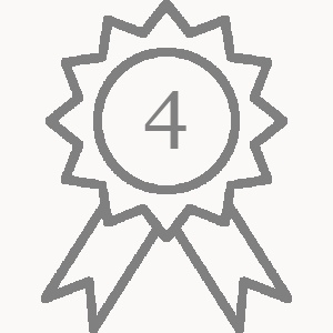 A line drawing of a fourth-place award ribbon.