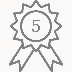 A line drawing of a fifth-place award ribbon.