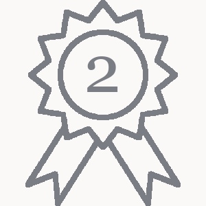 A line drawing of a second-place award ribbon.