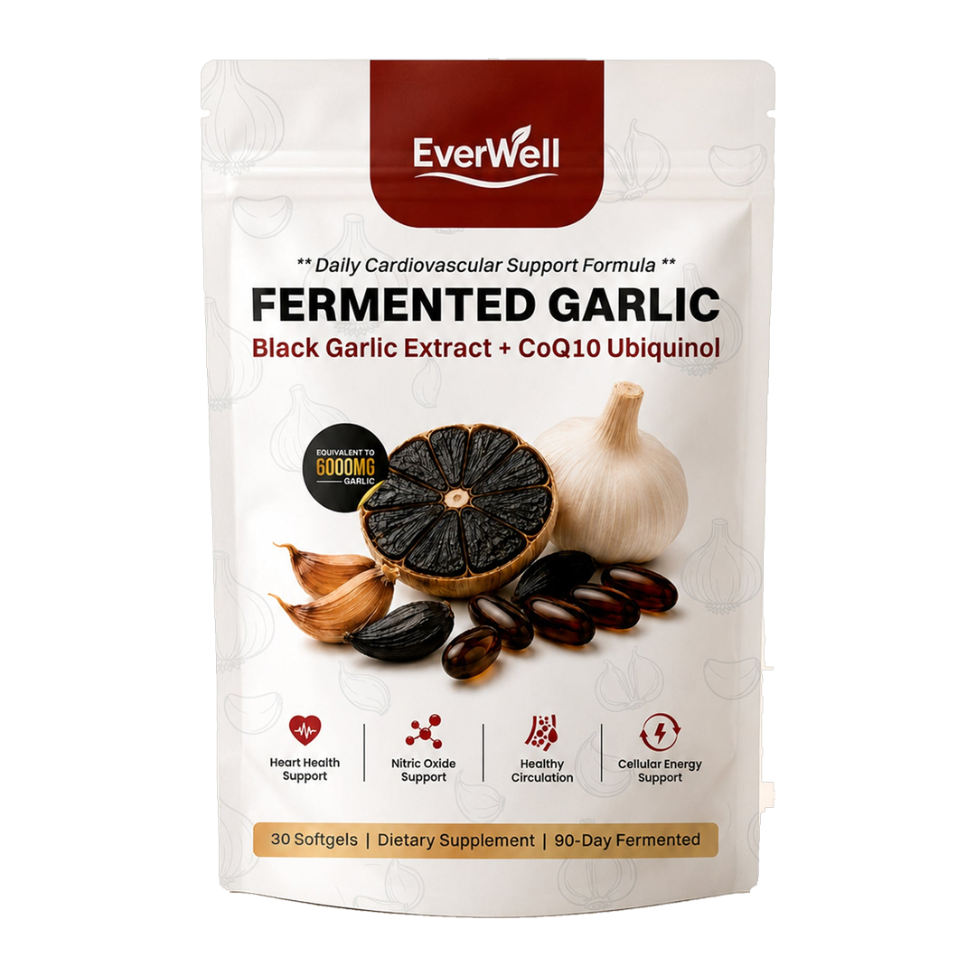 EverWell Fermented Black Garlic Extract and CoQ10 Ubiquinol pouch