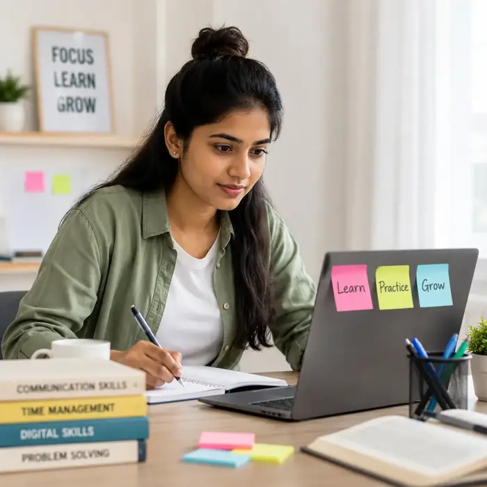 Young professional learning workplace skills
