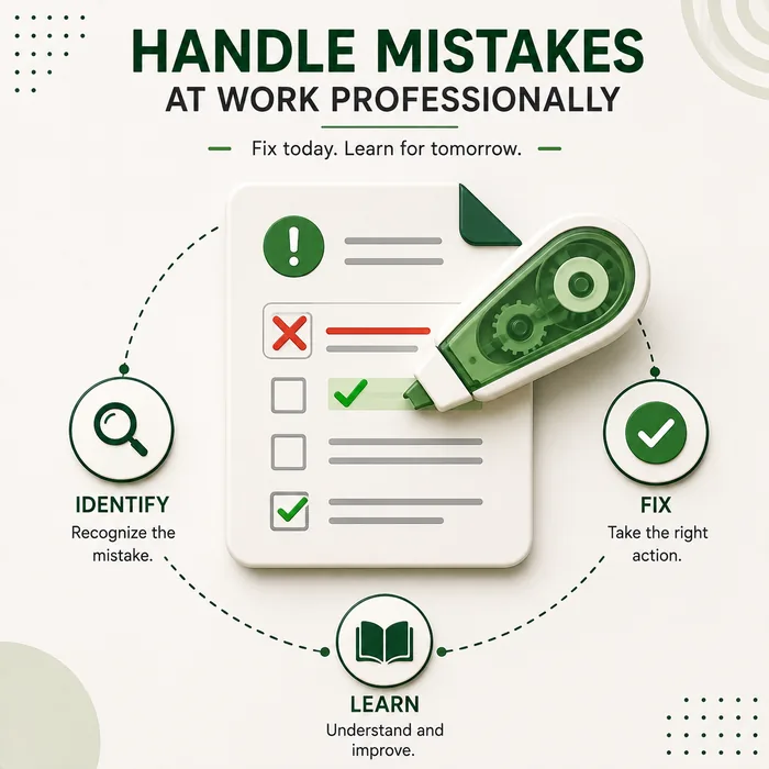 Visual representation of identifying, correcting and learning from workplace mistakes