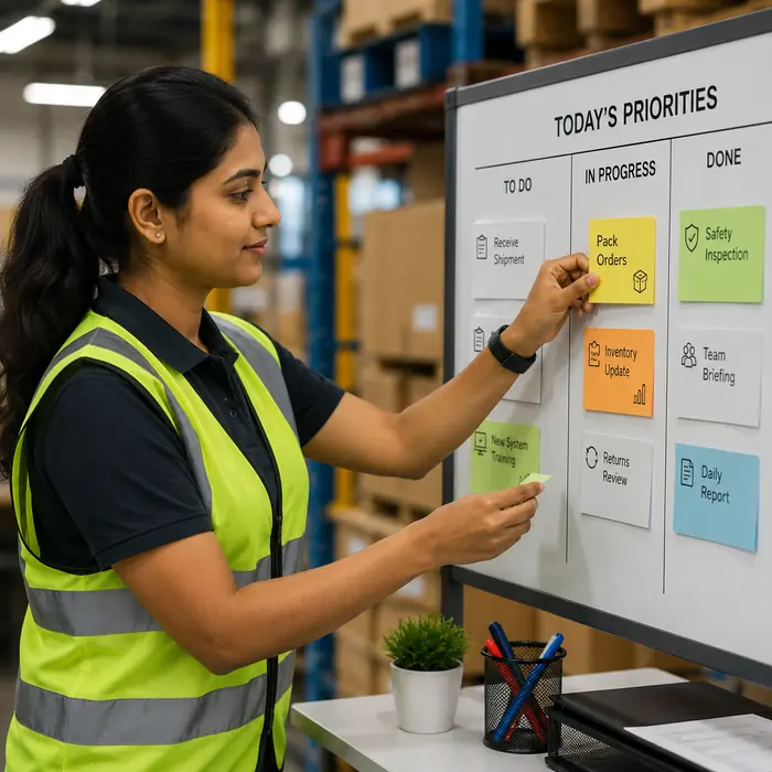Worker adapting to changing tasks and workplace priorities