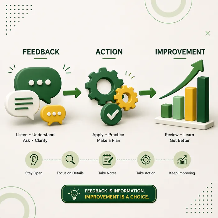 Visual representation of receiving and using workplace feedback
