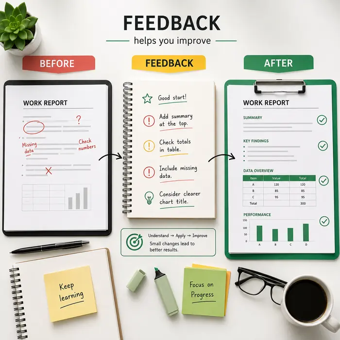 Visual representation of workplace feedback and improvement